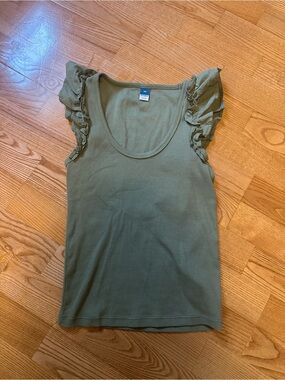 Old Navy Olive Ruffle-Sleeve Women's Tank Top